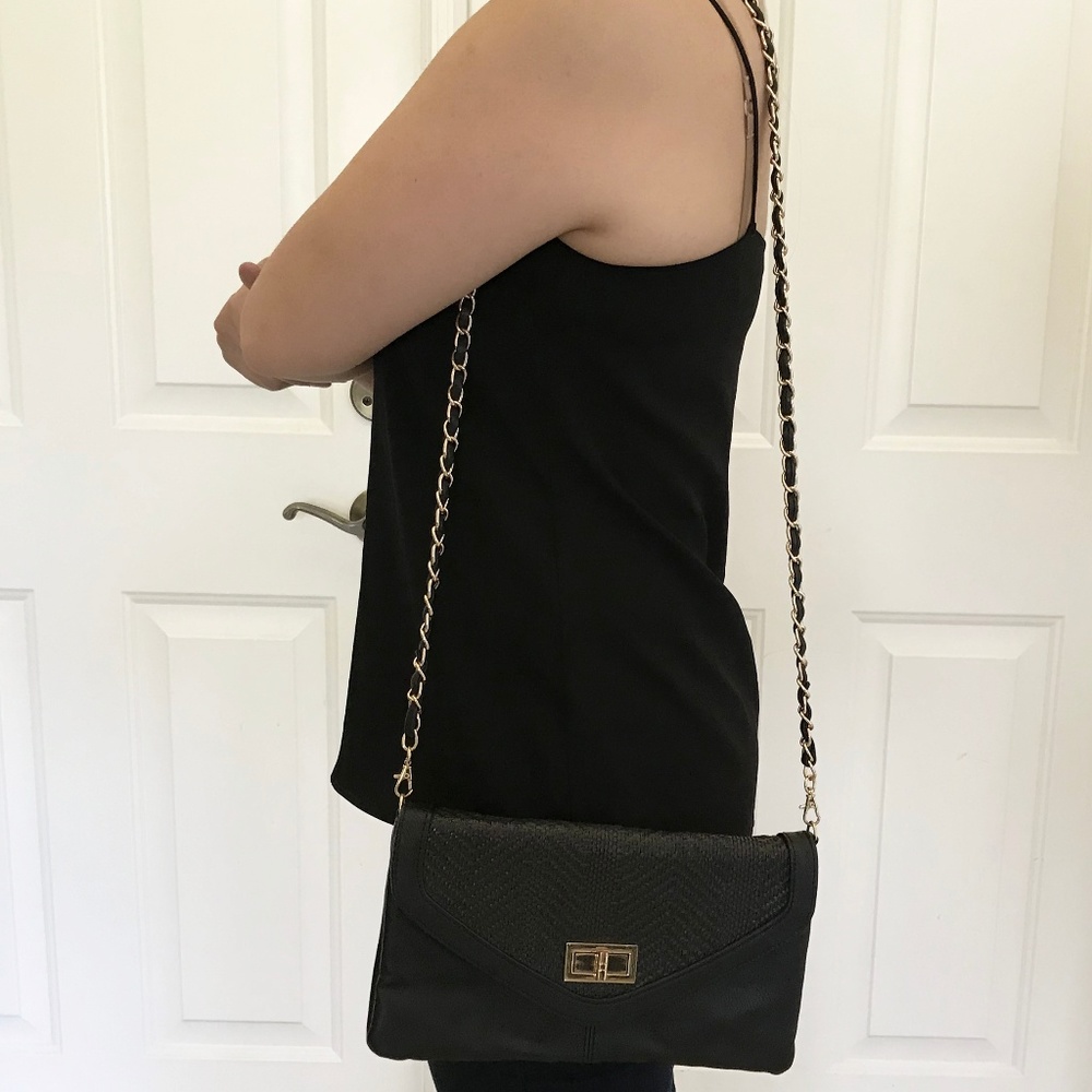 Aldo Black Leather Chain Purse